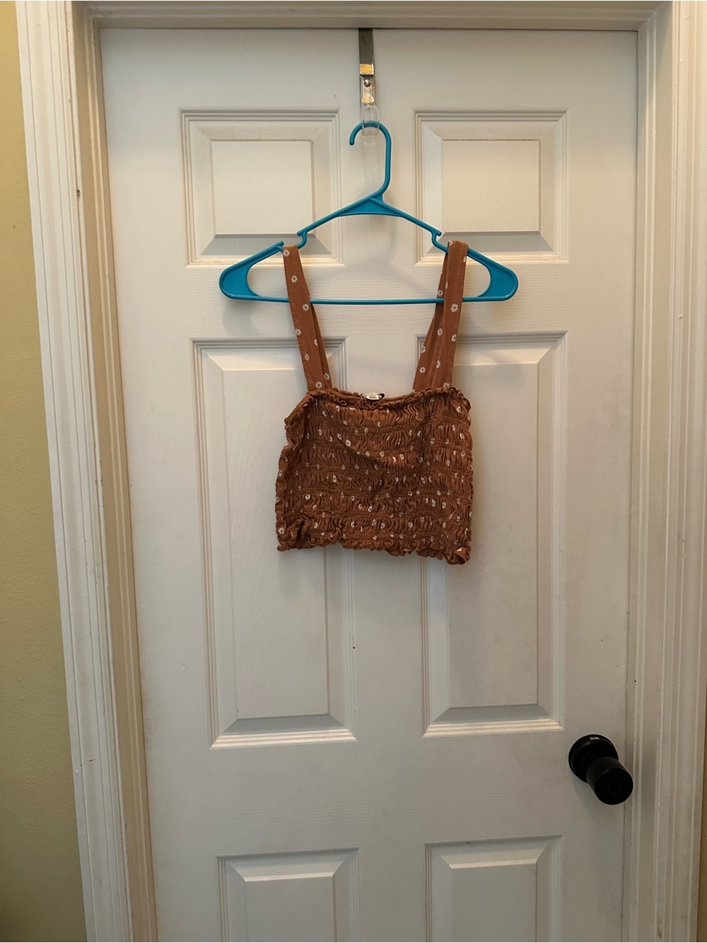 Brown Smocked Crop Top American Eagle